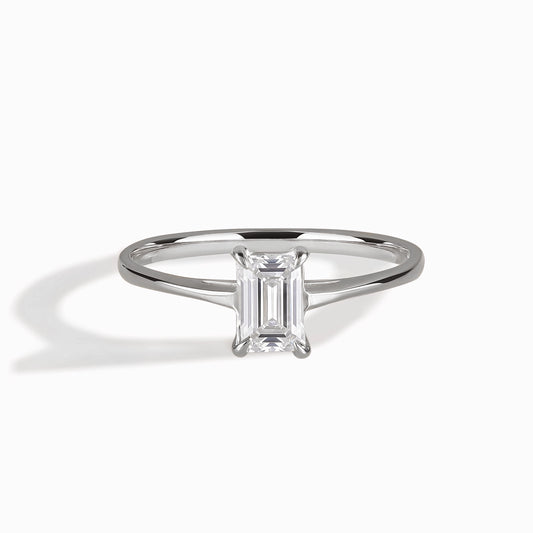 Dainty Minimalist 925 Sterling Silver Baguette Cubic Zirconia Solitaire Engagement Ring for Her