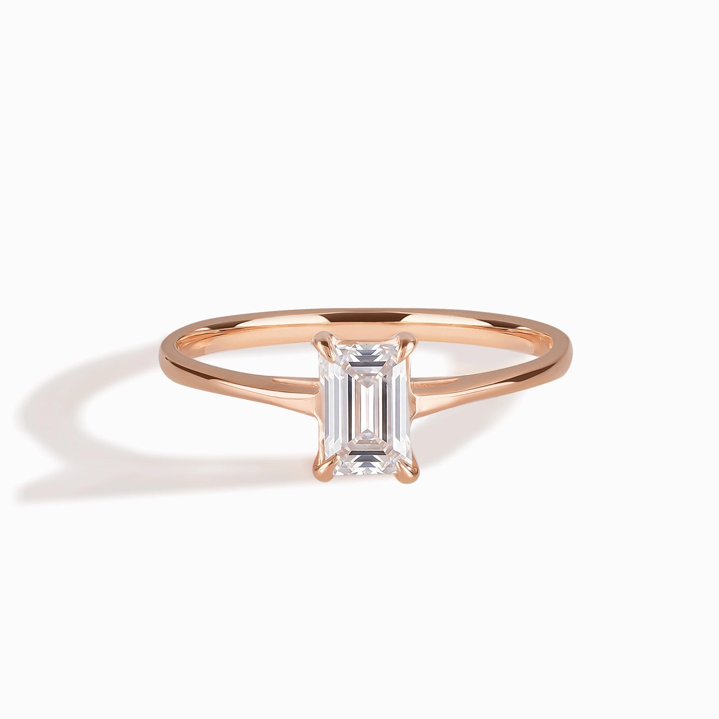 Woman Dainty Solitaire 18k Rose Gold Vermeil Baguette Cut CZ Engagement Ring for Her