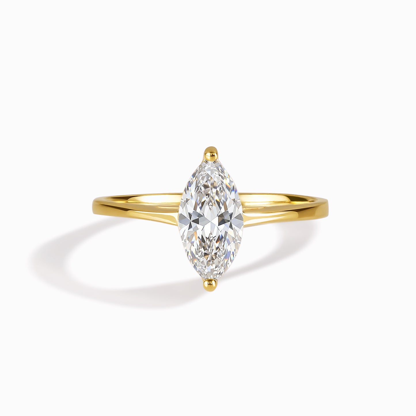 Solitaire 18k Yellow Gold Vermeil Marquise Cut CZ Engagement Ring