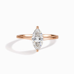 Solitaire 18k Rose Gold Vermeil Marquise Cut CZ Engagement Ring for Her