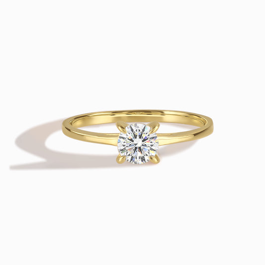 Delicate 18k Yellow Gold Vermeil Solitaire Cubic Zirconia Engagement Ring for Her