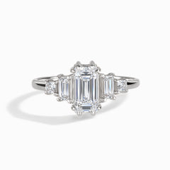 Women Unique Art Deco Style 925 Sterling Silver Baguette Cubic Zirconia Engagement Ring