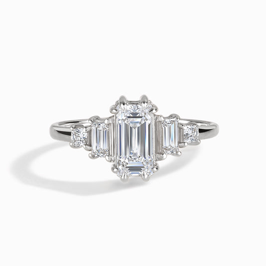 Women Unique Art Deco Style 925 Sterling Silver Baguette Cubic Zirconia Engagement Ring