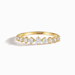Delicate Half Eternity 18k Yellow Gold Vermeil Wedding Band with Cubic Zirconia