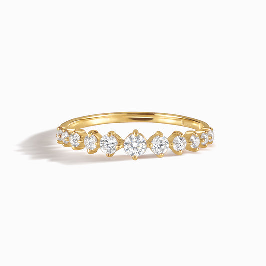 Delicate Half Eternity 18k Yellow Gold Vermeil Wedding Band with Cubic Zirconia