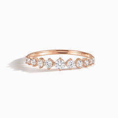 Half Eternity Dainty 18k Rose Gold Vermeil Wedding Band with Cubic Zirconia