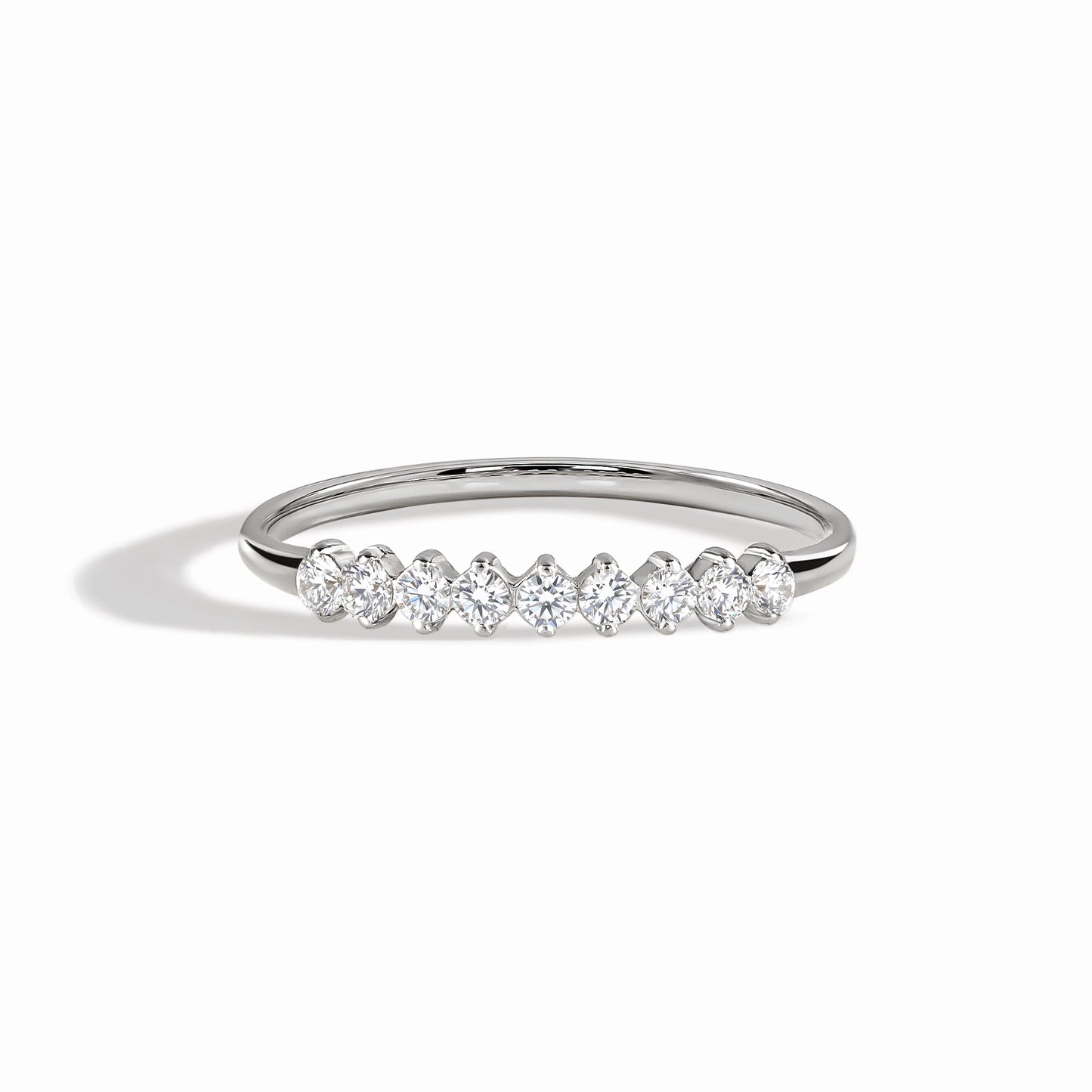 Minimalist Dainty 925 Sterling Silver Half Eternity CZ Stacking Ring for Her