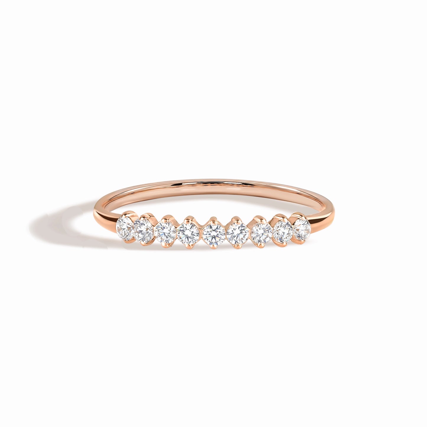 Woman Delicate Cubic Zirconia 18k Rose Gold Vermeil Wedding Band