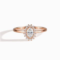 Dainty Halo 18k Rose Gold Vermeil Oval-Cut Cubic Zirconia Engagement Ring for Her