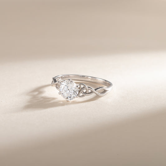 Women Celtic Knot 925 Sterling Silver Solitaire CZ Engagement Ring
