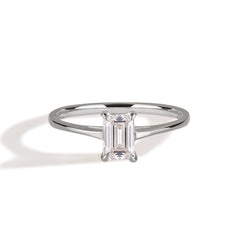 Dainty Minimalist 925 Sterling Silver Baguette Cubic Zirconia Solitaire Engagement Ring for Her