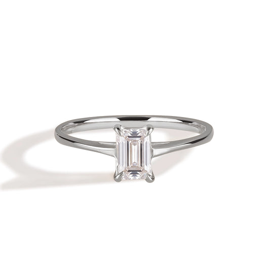 Dainty Minimalist 925 Sterling Silver Baguette Cubic Zirconia Solitaire Engagement Ring for Her