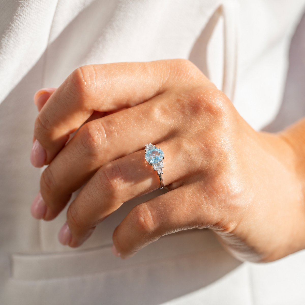 Mirelle White Gold Aquamarine Engagement Ring