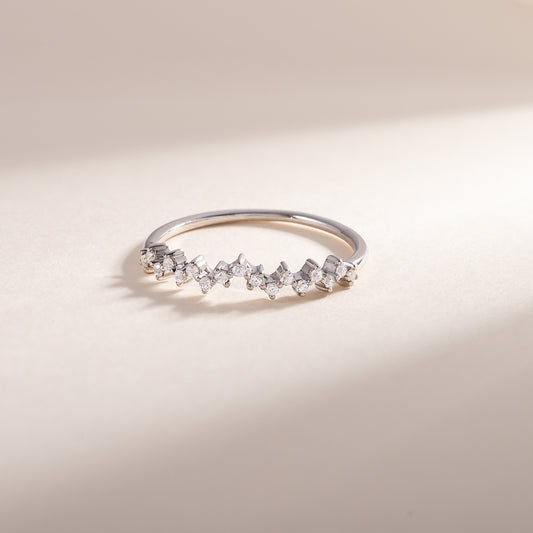 Women Minimalist Elegant 925 Sterling Silver CZ Cluster Wedding Band