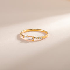Dainty Minimalist 18k Yellow Gold Vermeil Silver Baguette CZ Promise Ring for Her