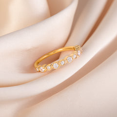 Women Dainty & Elegant 18K Yellow Gold Vermeil Bezel Set CZ Wedding Band