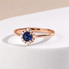Celeste Rose Gold Sapphire Halo Ring