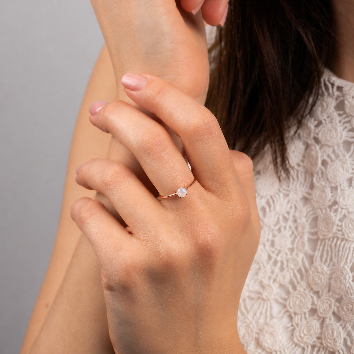 Liora Rose Gold Moonstone Solitaire Ring