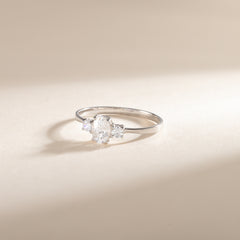 Dainty Minimalist 925 Sterling Silver 3 Stone Setting Oval Cut CZ Promise Ring for Her