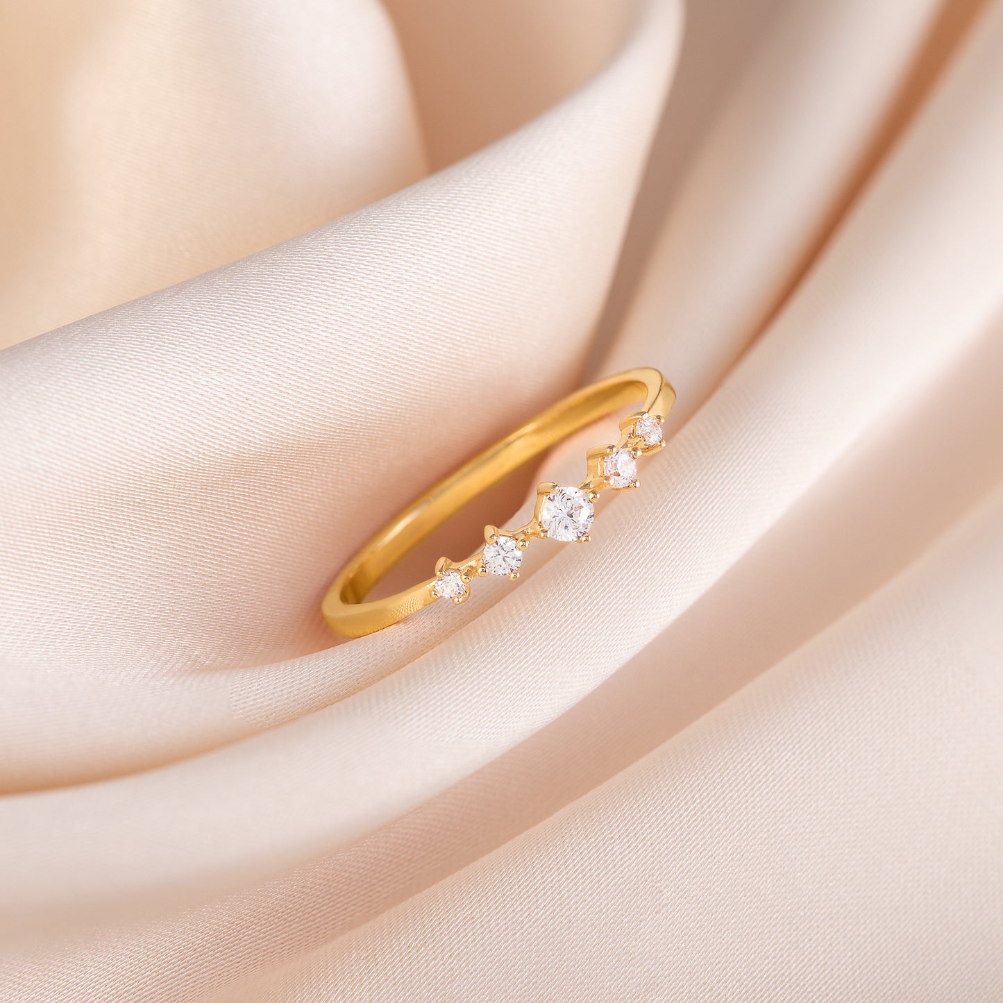 Minimalist Dainty 18K Yellow Gold Vermeil CZ Promise Ring for Her