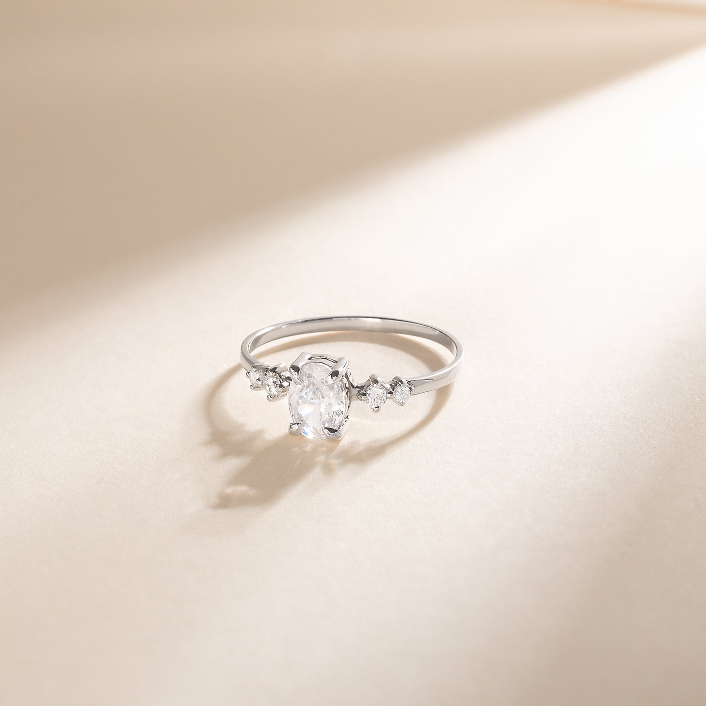 Dainty Minimalist 925 Sterling Silver Oval Cut Cubic Zirconia Promise Ring for Her
