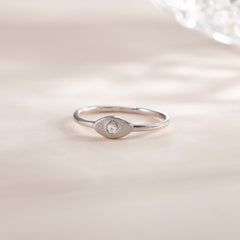 Dainty Minimalist 925 Sterling Silver Solitaire Bezel Set CZ Promise Ring for Her
