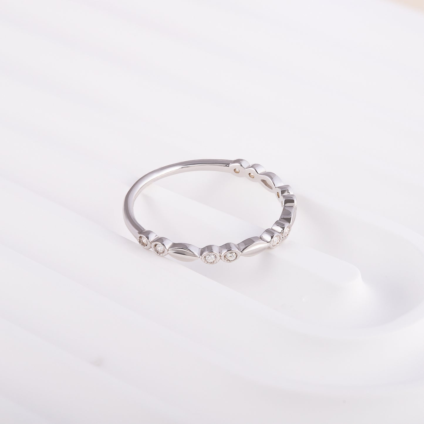 Women Minimalist Delicate 925 Sterling Silver CZ Promise Ring or Stacking Ring