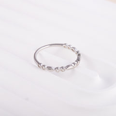 Women Minimalist Delicate 925 Sterling Silver CZ Promise Ring or Stacking Ring
