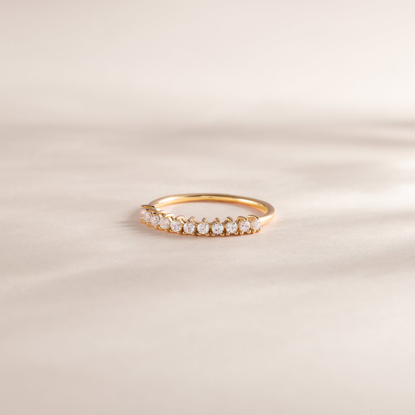 Women Dainty 18K Yellow Gold Vermeil Silver CZ Promise Ring