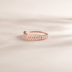 Women Dainty Victorian Style 18k Rose Gold Vermeil Silver Marquise CZ Wedding Band, Unique Stackable Band