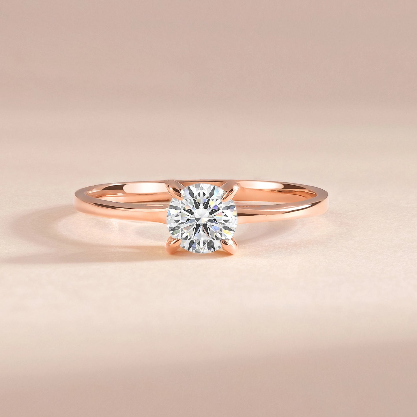 Elegance Solitaire 18k Rose Gold Vermeil Brilliant-Cut Cubic Zirconia Engagement Ring