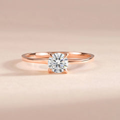 Elegance Solitaire 18k Rose Gold Vermeil Brilliant-Cut Cubic Zirconia Engagement Ring