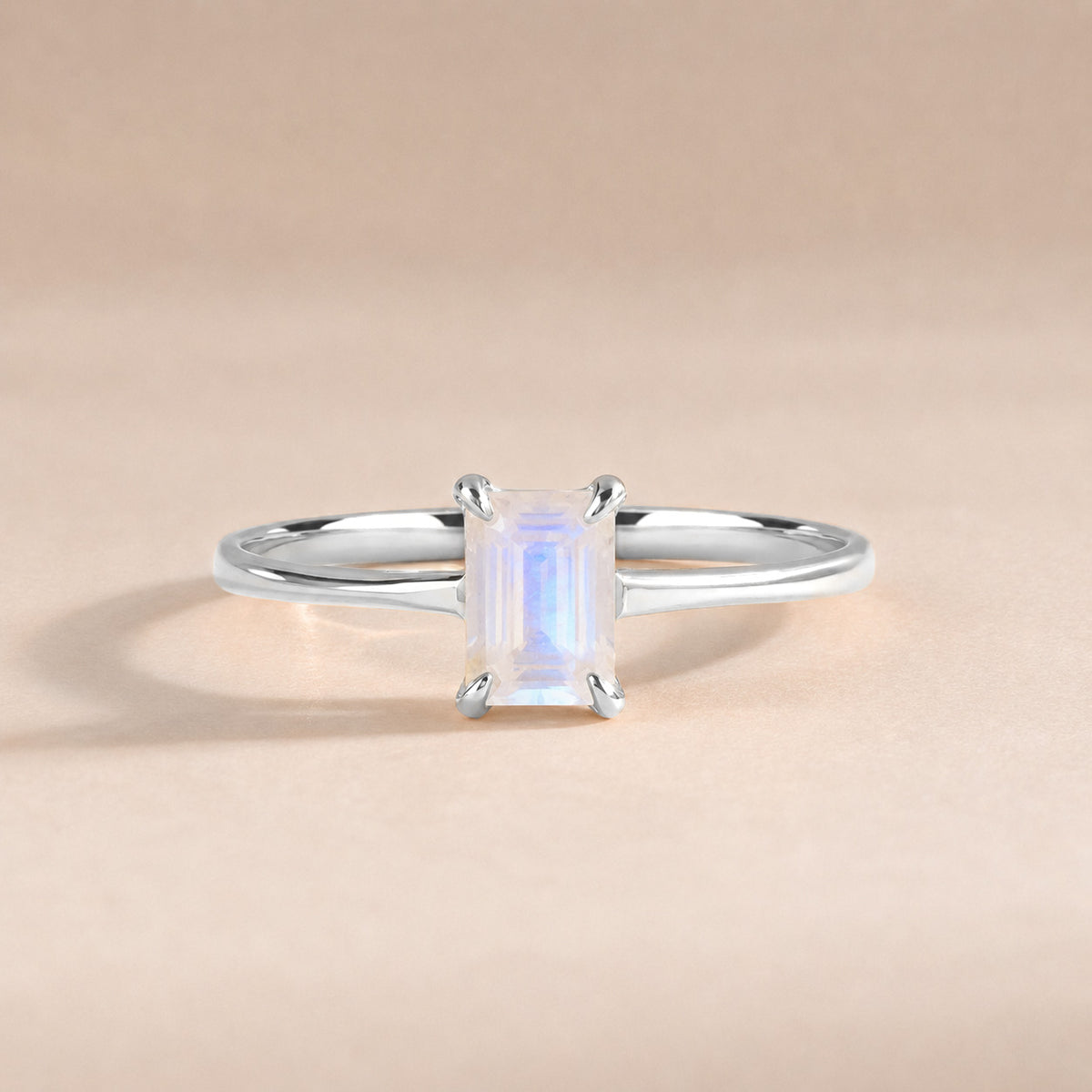 Solene White Gold Moonstone Solitaire Ring