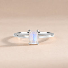Solene White Gold Moonstone Solitaire Ring