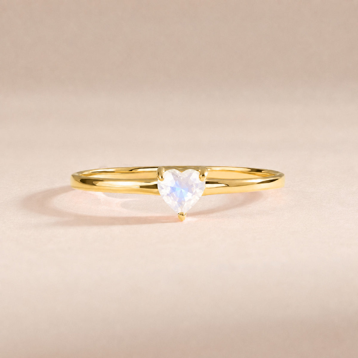 Evania Yellow Gold Moonstone Heart Ring