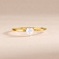 Evania Yellow Gold Moonstone Heart Ring