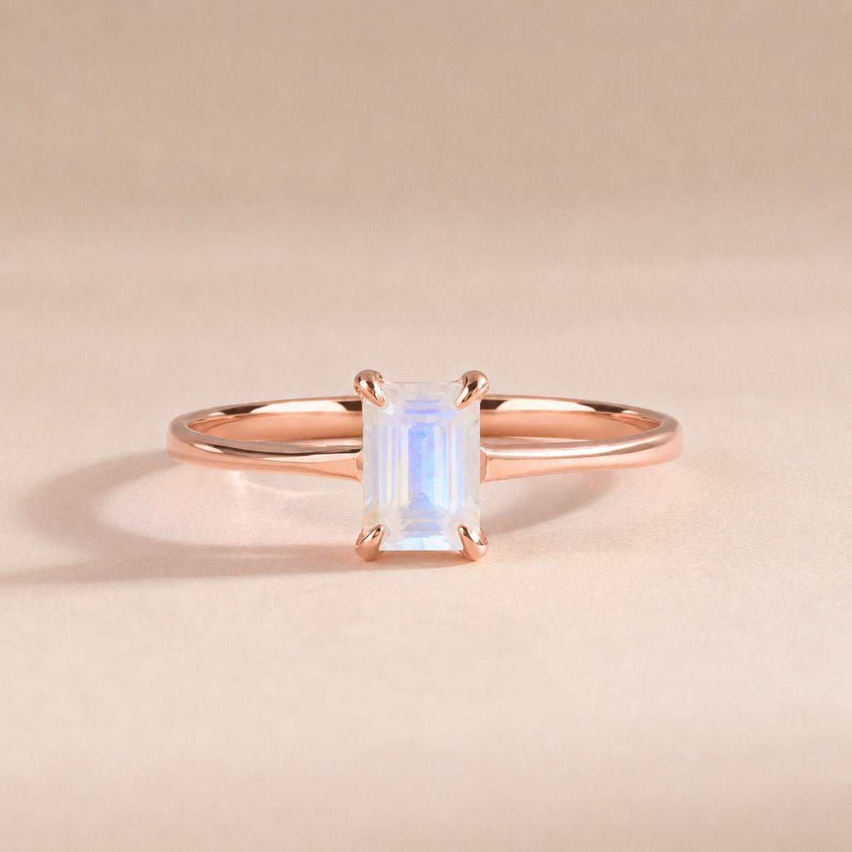 Solene Rose Gold Moonstone Solitaire Ring