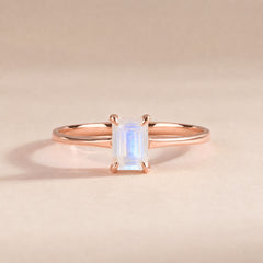 Solene Rose Gold Moonstone Solitaire Ring