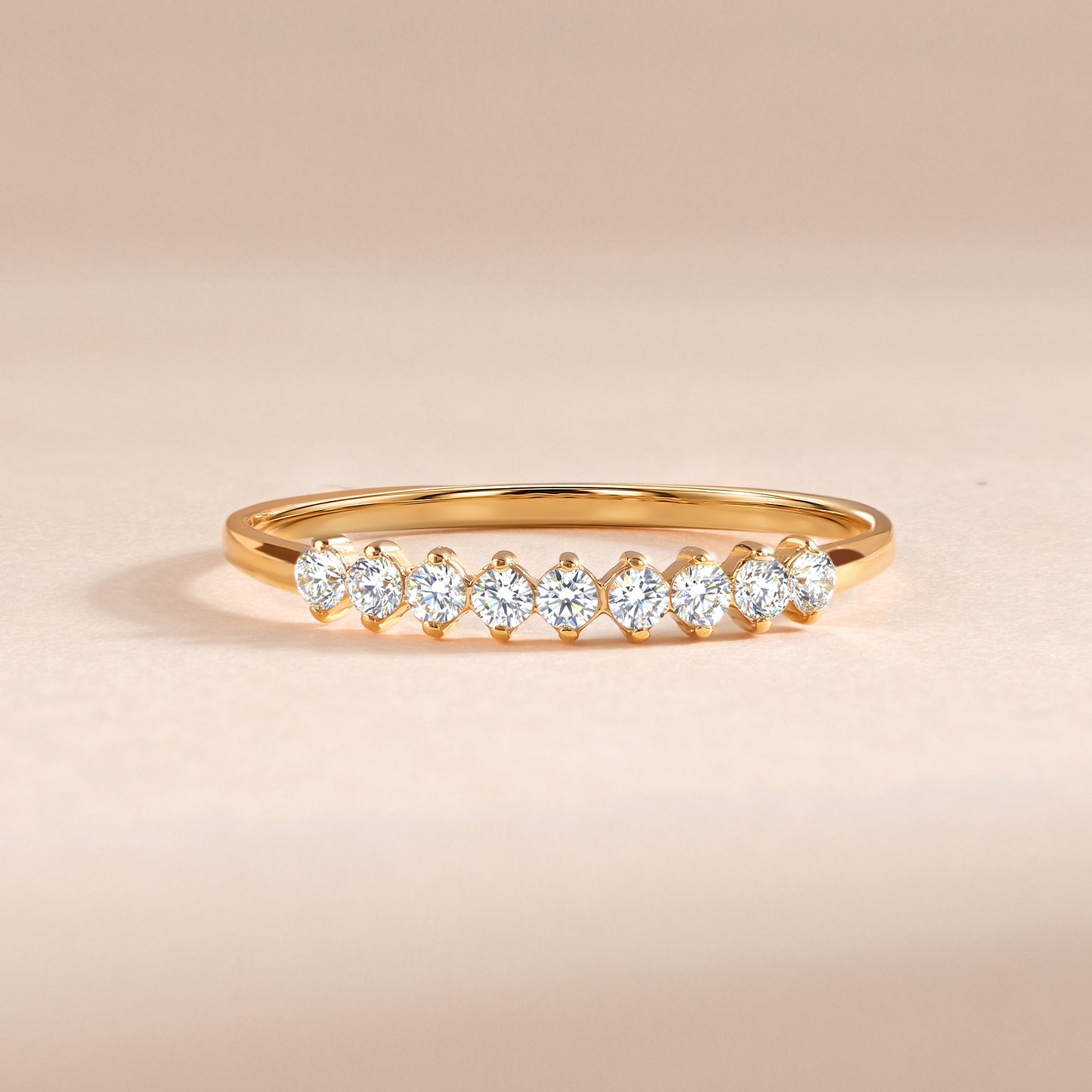 Delicate Cubic Zirconia 18k Yellow Gold Vermeil Wedding Band for Her