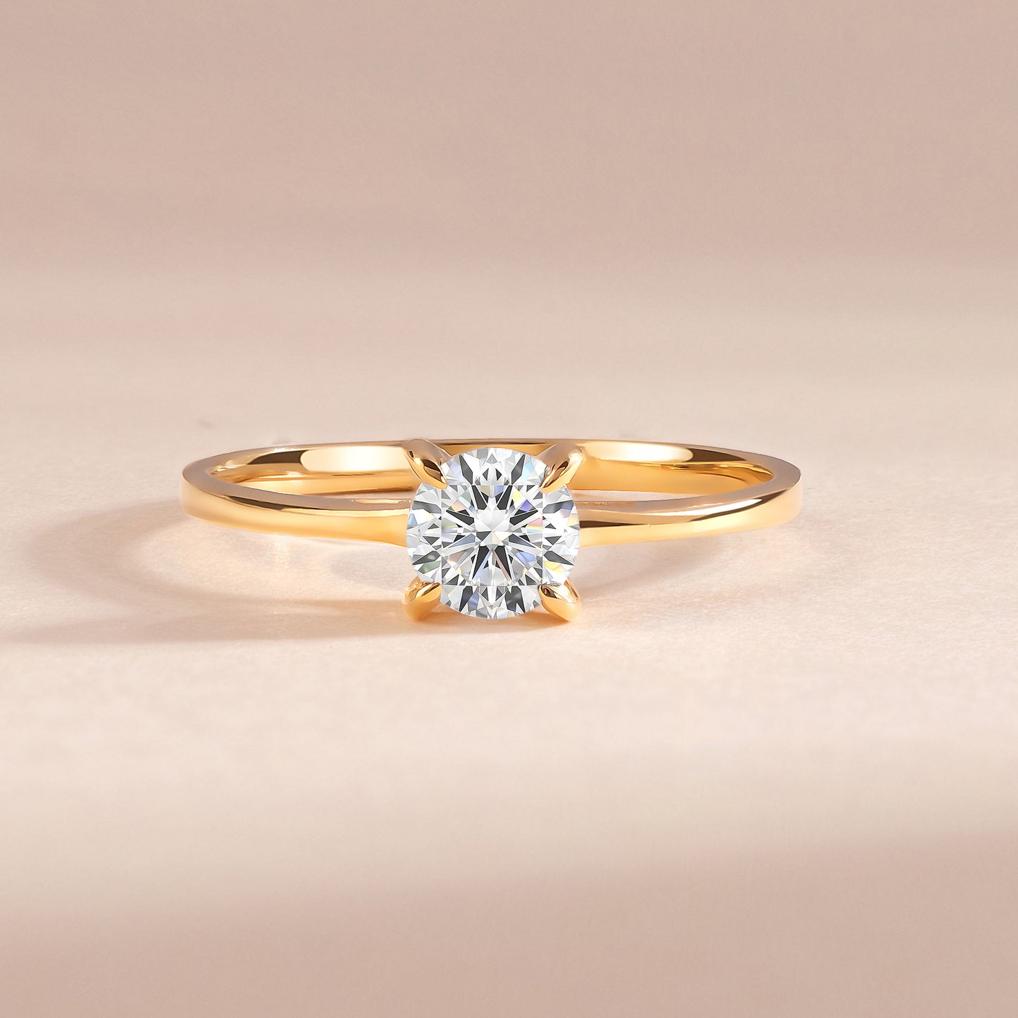 Delicate 18k Yellow Gold Vermeil Solitaire Cubic Zirconia Engagement Ring for Her