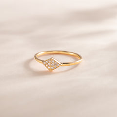 Dainty Geometric 18K Yellow Gold Vermeil Silver CZ Promise Ring for Her