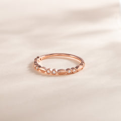 Minimalist Delicate 18k Rose Gold Vermeil Silver CZ Stackable Wedding Band