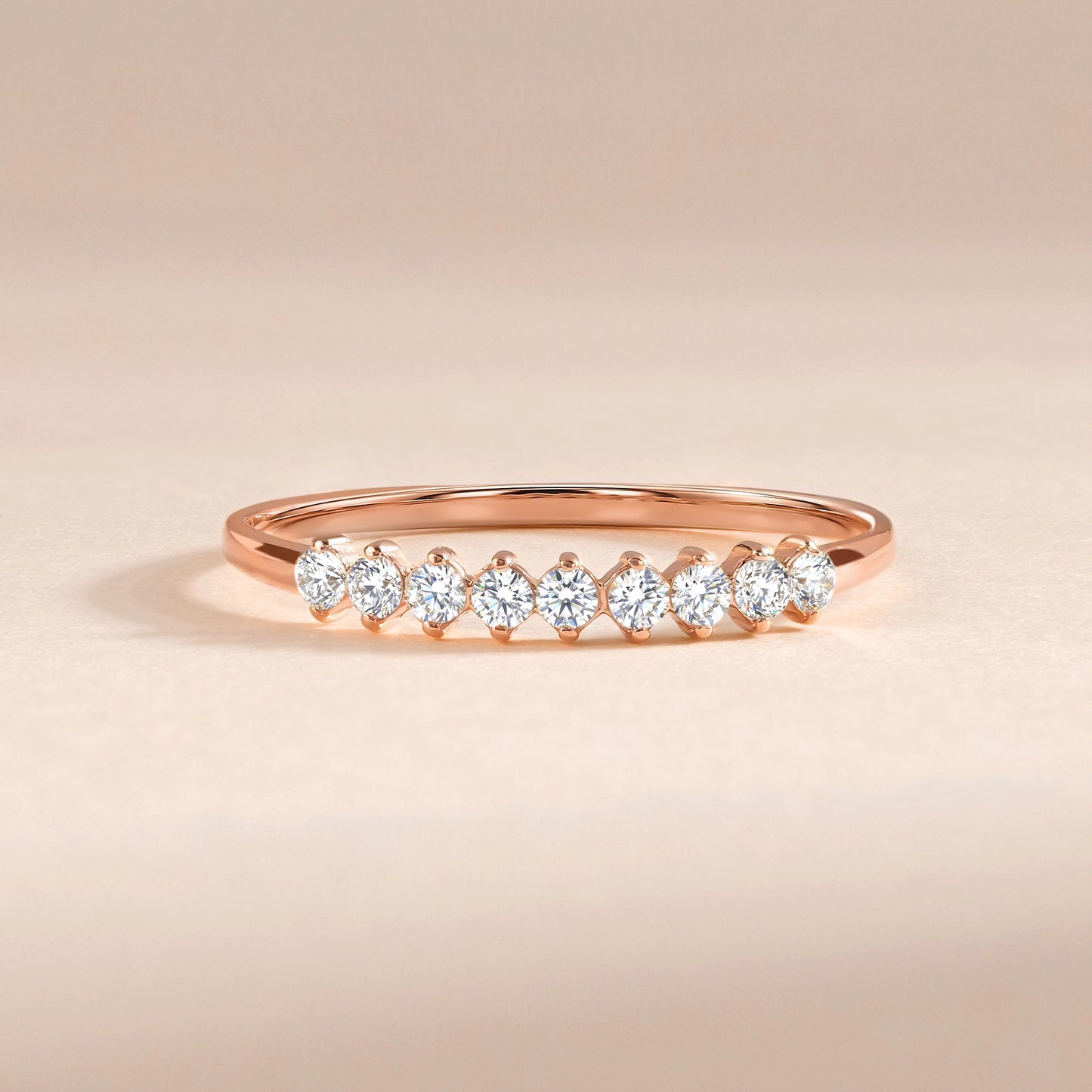 Woman Delicate Cubic Zirconia 18k Rose Gold Vermeil Wedding Band