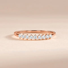Woman Delicate Cubic Zirconia 18k Rose Gold Vermeil Wedding Band