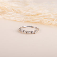 Women Unique 925 Sterling Silver CZ Heart Wedding Band