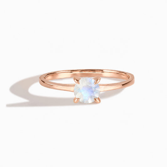 Elira Rose Gold Moonstone Round Solitaire Ring