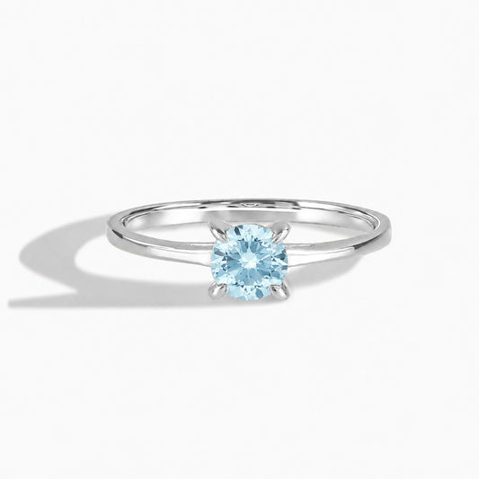 Elira White Gold Aquamarine Round Solitaire Ring