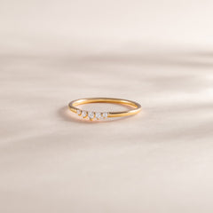 Dainty 18K Gold Vermeil Silver CZ Curved Stacking Ring or Chevron Wedding Band