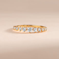 Delicate Half Eternity 18k Yellow Gold Vermeil Wedding Band with Cubic Zirconia
