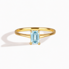 Solene Yellow Gold Aquamarine Solitaire Ring